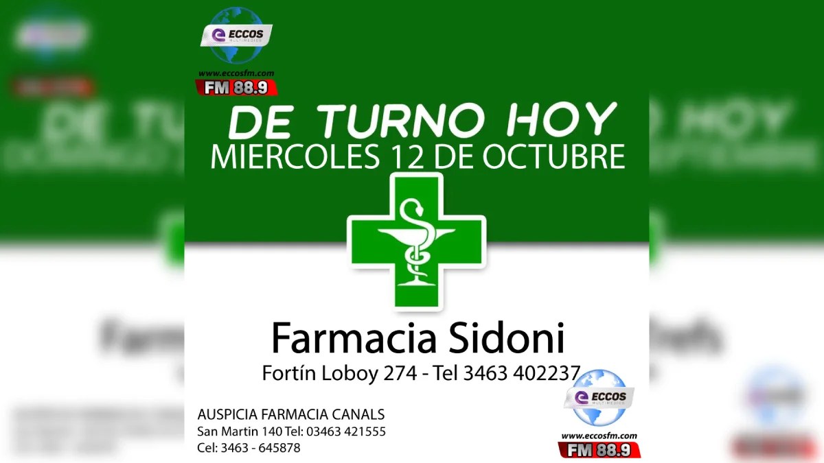 Canals: Farmacia de turno 12 de octubre