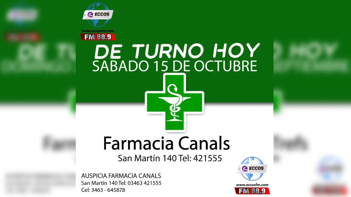 Canals: Farmacia de turno 15 de octubre
