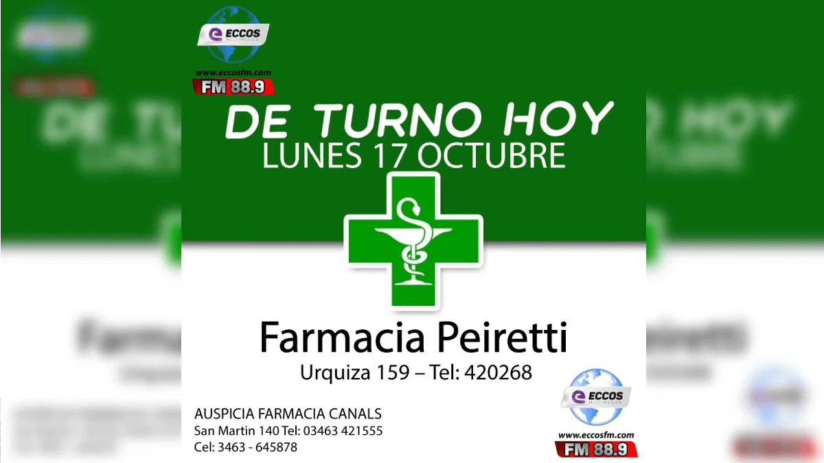 Canals: Farmacia de turno 17 de octubre