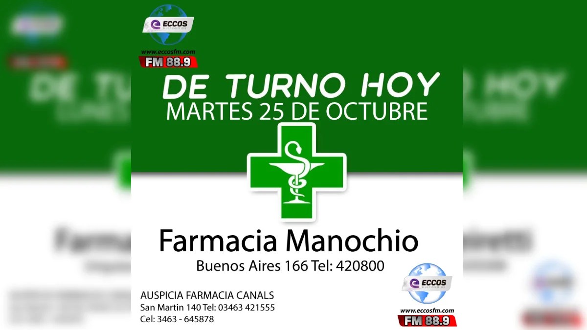Canals: Farmacia de turno 25 de octubre