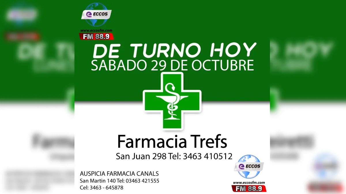 Canals: Farmacia de turno 29 de octubre
