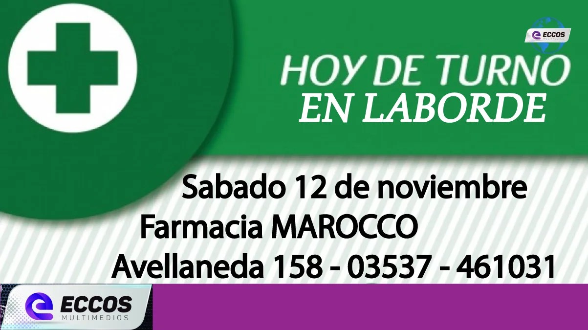 Laborde: Farmacia de turno 12 noviembre