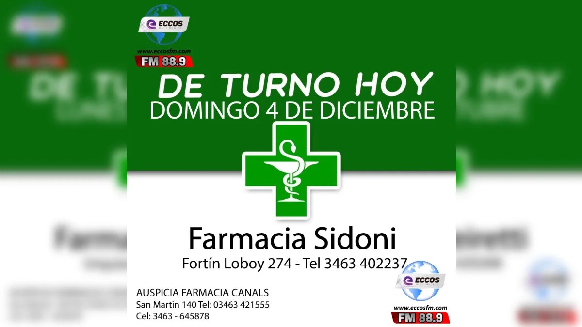 Canals: Farmacia de turno 4 de Diciembre