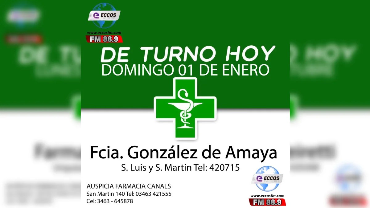Canals: Farmacia de turno 01 de Enero