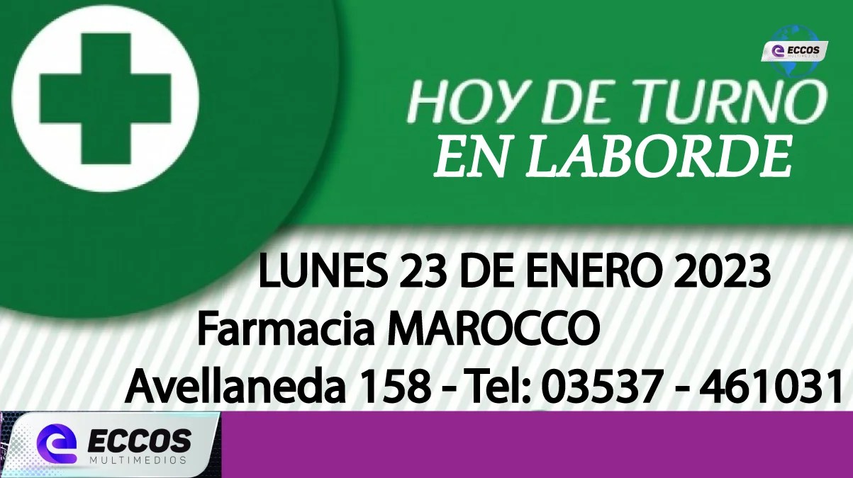 Laborde: Farmacia de turno 23 DE ENERO
