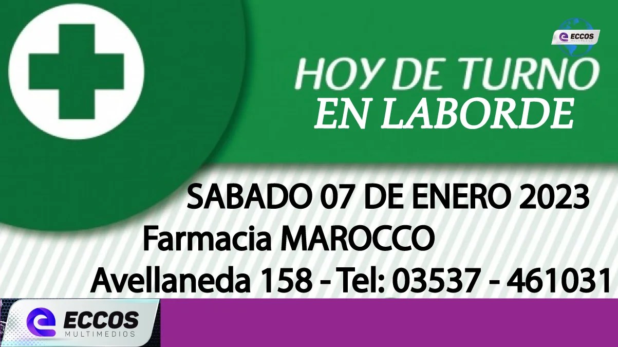 Laborde: Farmacia de turno 07 DE ENERO