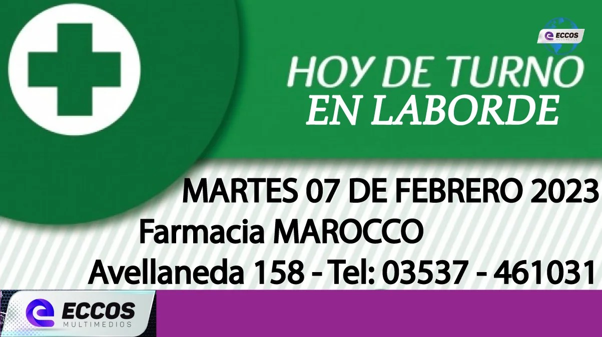Laborde: Farmacia de turno 07 DE FEBRERO