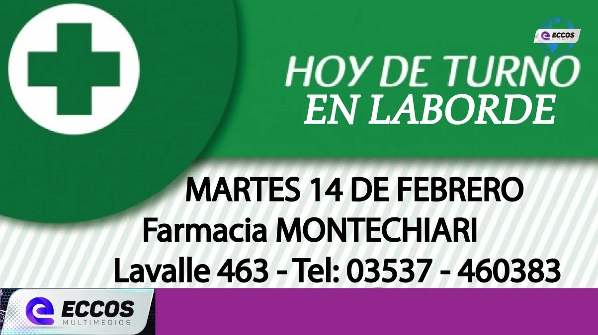 Laborde: Farmacia de turno 14 de febrero