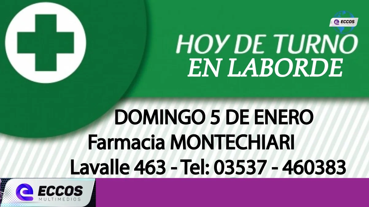 Laborde: Farmacia de turno 05 de febrero