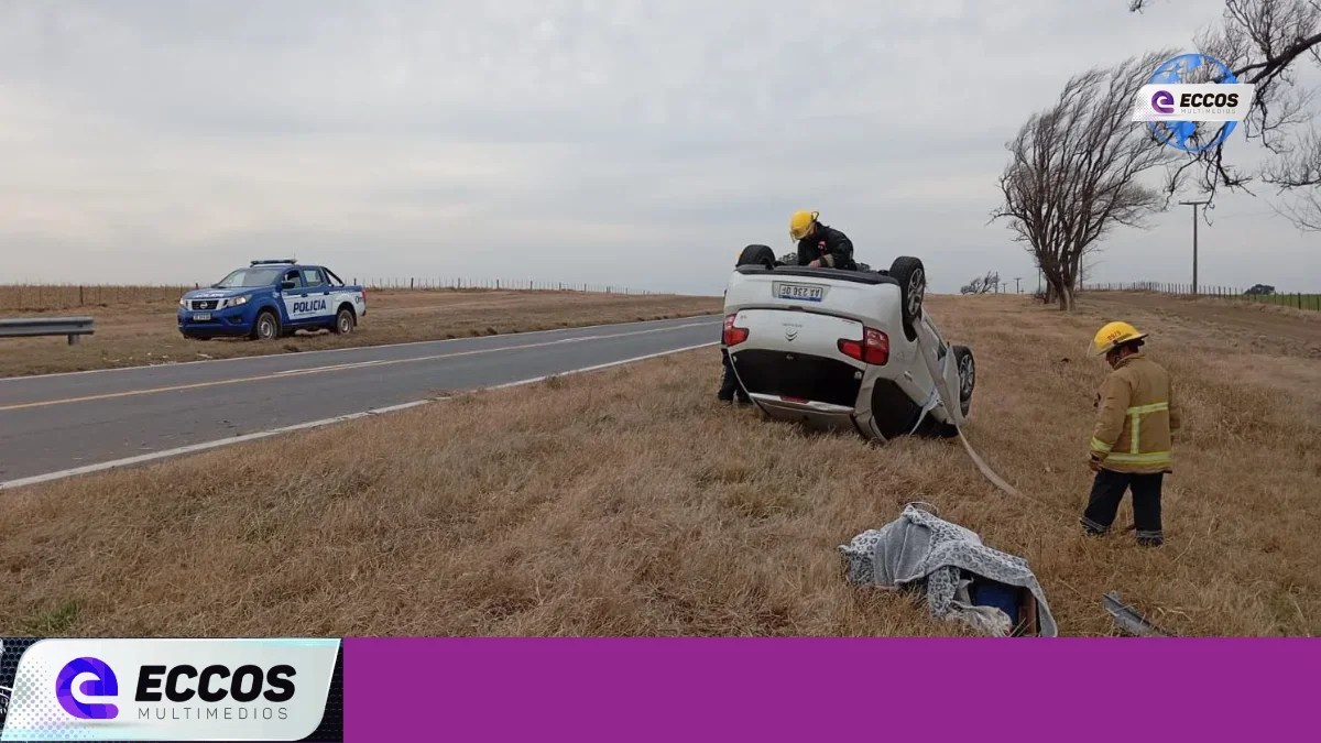 Vuelco en Ruta 8: tres personas de Monte Grande resultaron con heridas leves