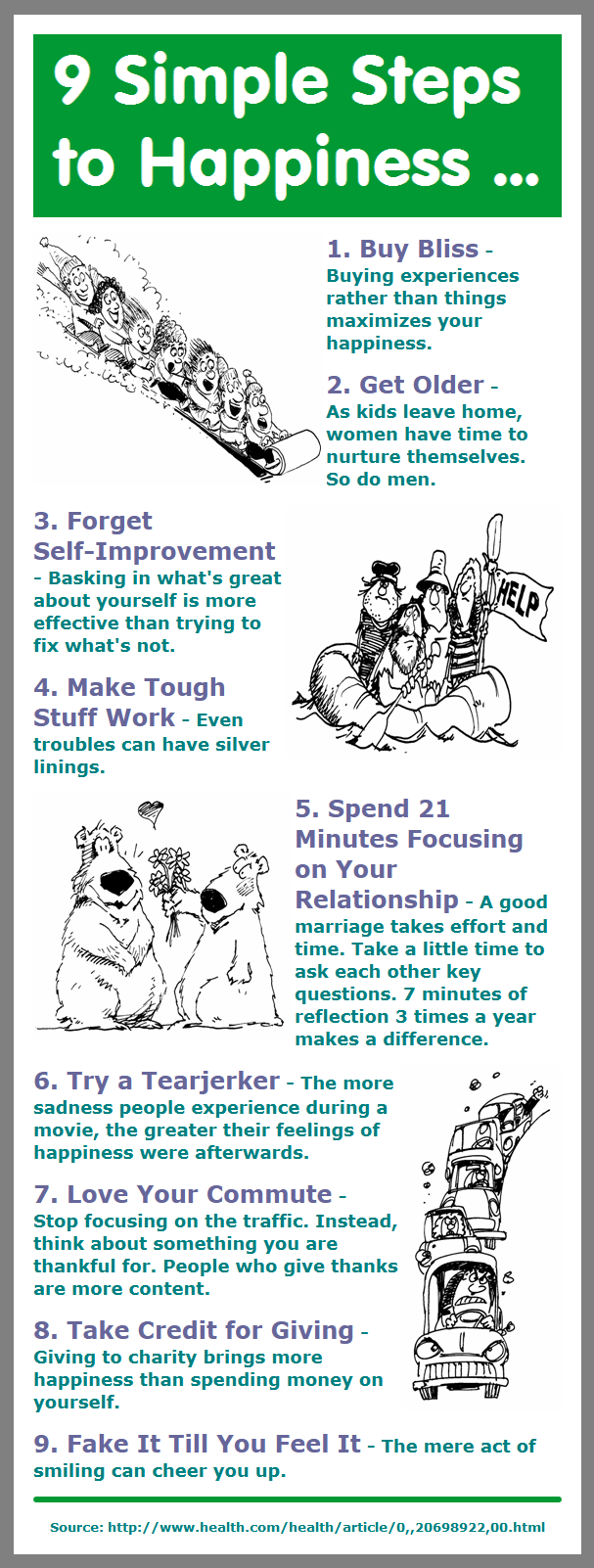 9 Simple Steps to Happiness Infographic