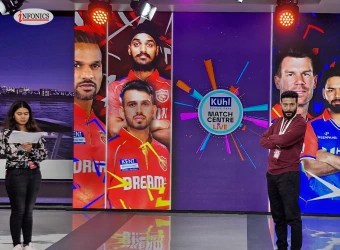 Wide indoor LED video wall installed on interior wall, displaying vibrant high-resolution visuals in a modern indoor environment.