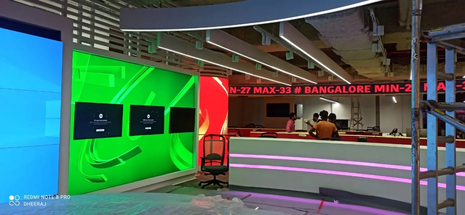 Modern news studio under construction