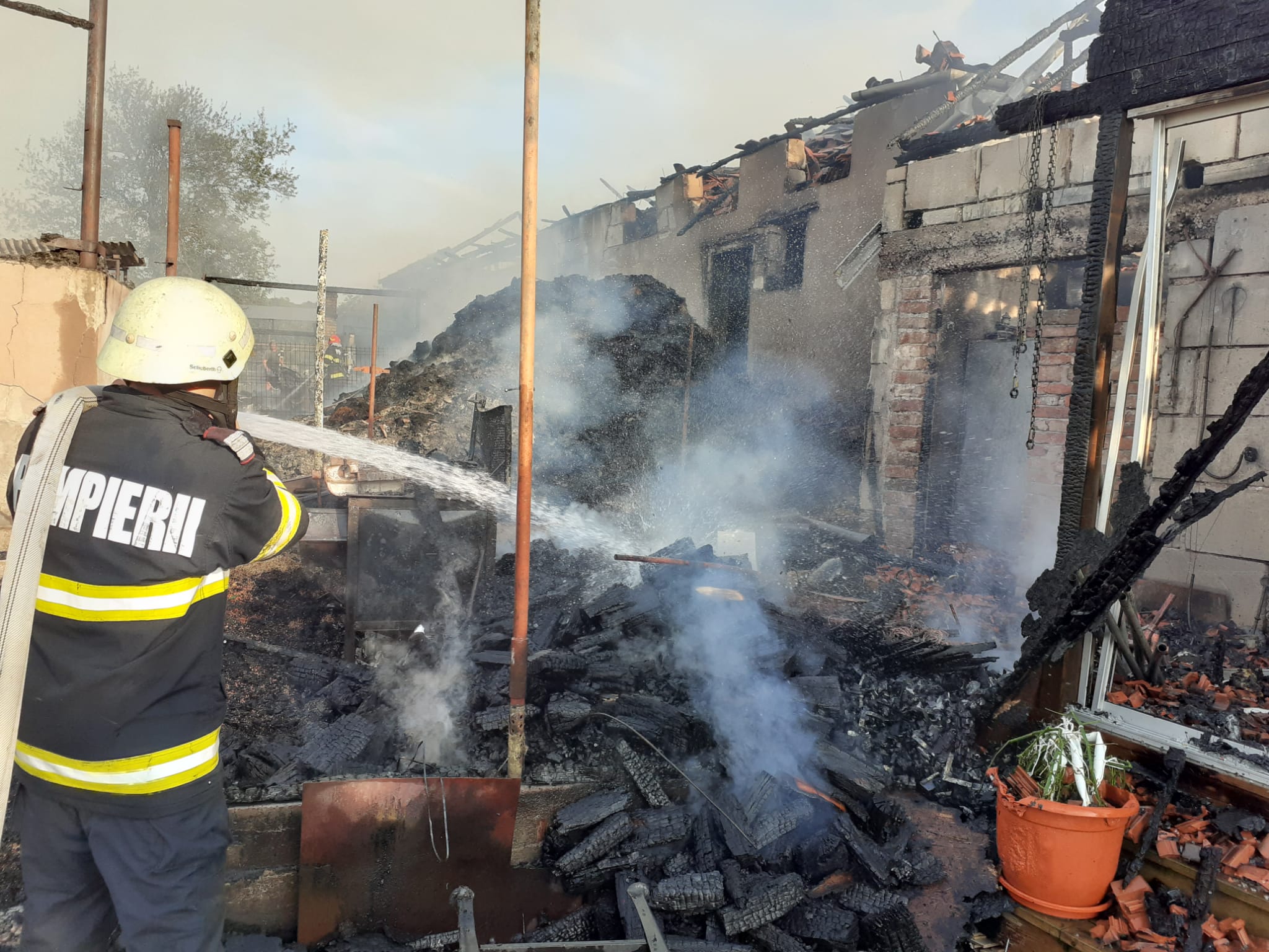 Incendiu violent in Rabagani. Flacarile au ranit doi oameni. Au ars mai multe animale din curte