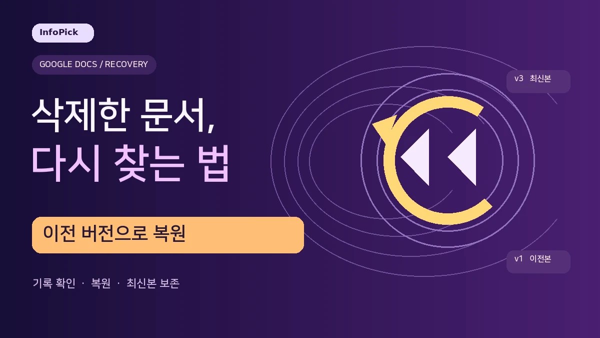 잘못 지운 구글 문서, 이전 버전으로 되돌리는 순서