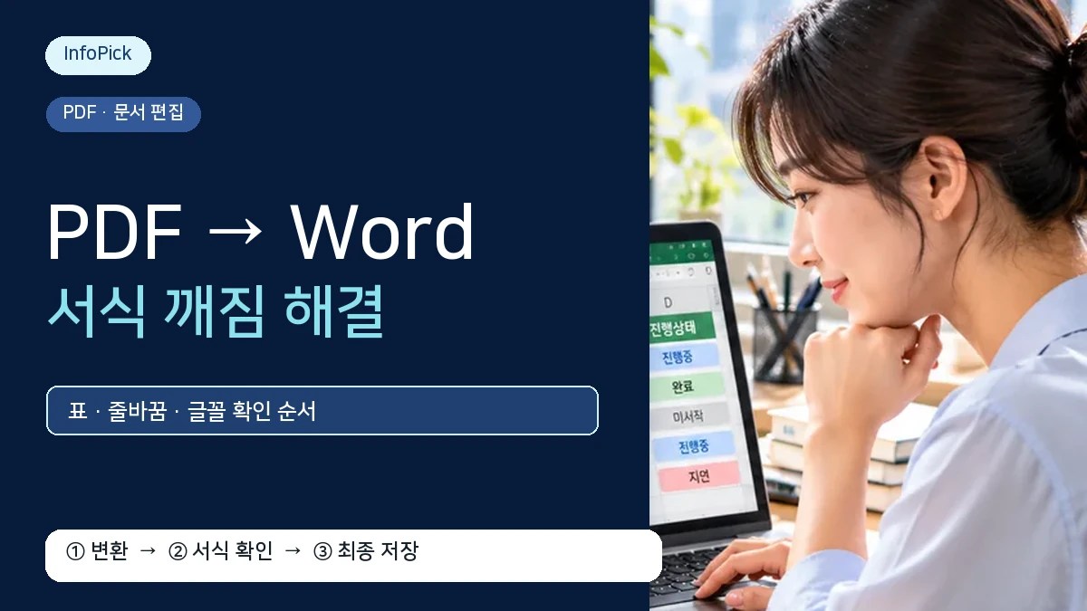 PDF를 워드로 변환하는 방법 (표·줄바꿈이 깨질 때 수정 순서)