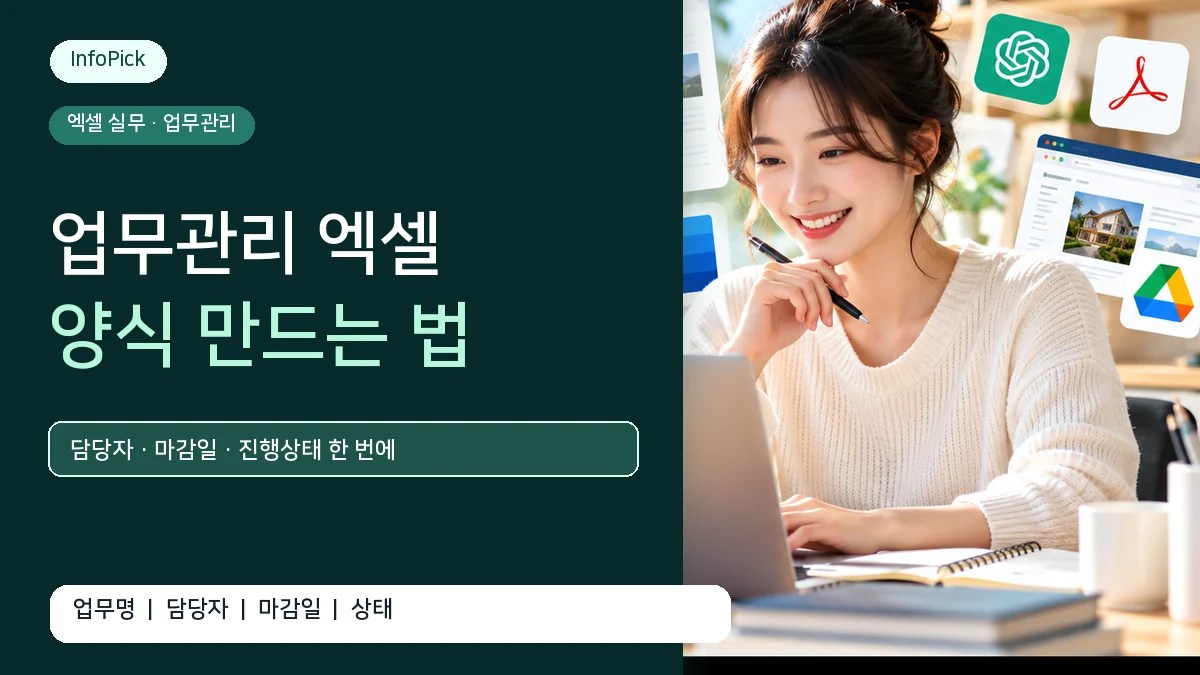 업무관리 엑셀 양식 만드는 방법 (담당자·마감일·진행상태 한 번에 보기)