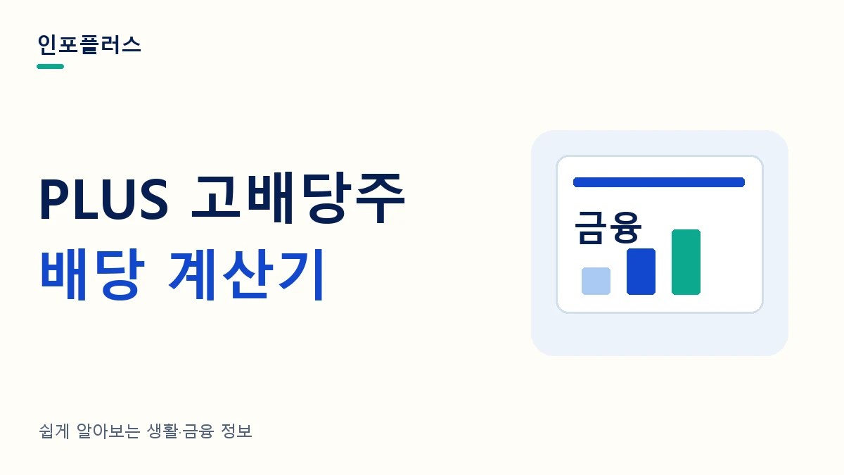 PLUS 고배당주 배당 계산기와 투자금별 분배금·재투자 비교를 소개하는 인포플러스 썸네일