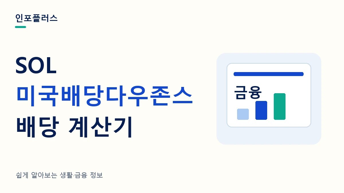 SOL 미국배당다우존스 배당 계산기와 투자금별 분배금·재투자 비교를 소개하는 인포플러스 썸네일