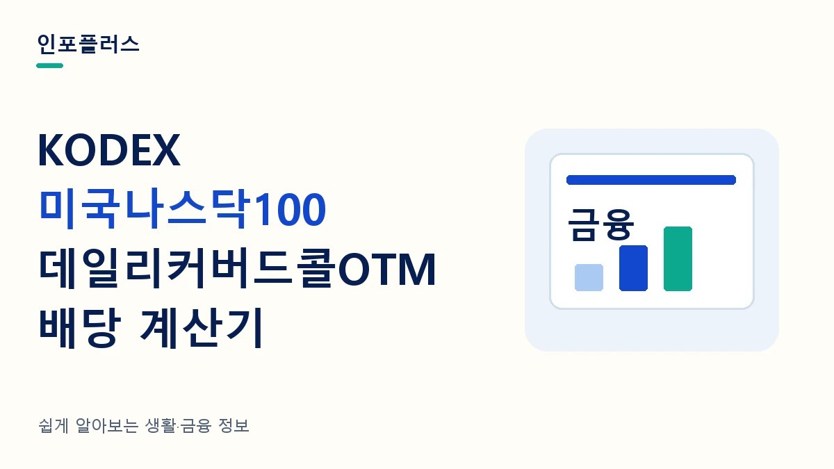 KODEX 미국나스닥100데일리커버드콜OTM 배당 계산기와 투자금별 분배금·재투자 비교를 소개하는 인포플러스 썸네일