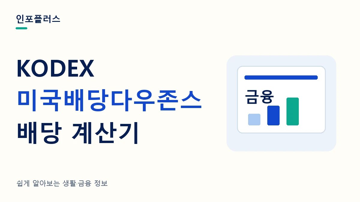 KODEX 미국배당다우존스 배당 계산기와 투자금별 분배금·재투자 비교를 소개하는 인포플러스 썸네일