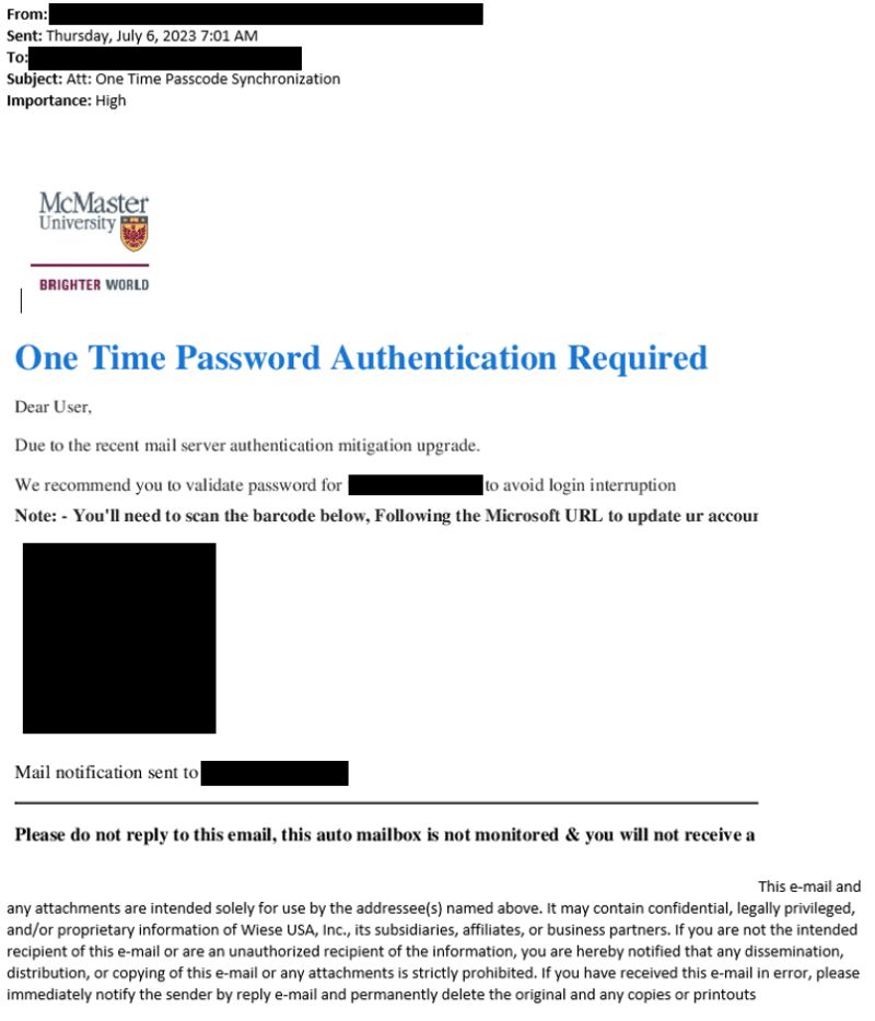 Phishing Email One Time Passcode Synchronization Information - Stunning Colorful Picture - HD