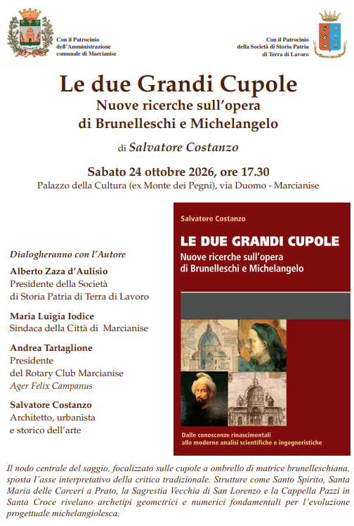 24 ottobre: l’architetto Salvatore Costanzo presenta a Marcianise il suo nuovo saggio sul mistero delle grandi cupole