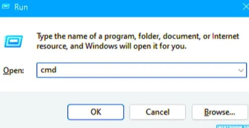 Type cmd and Run the command