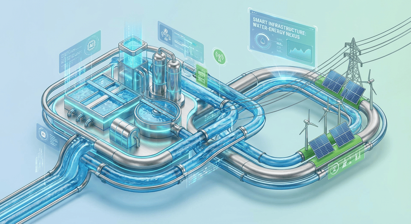 Illustration for the article on cutting water loss and energy use together