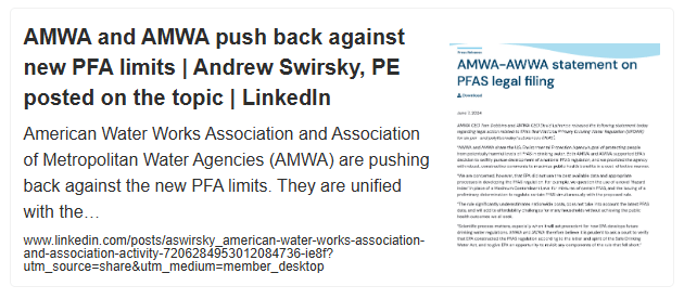 AMWA and AWWA push back against new PFA limits