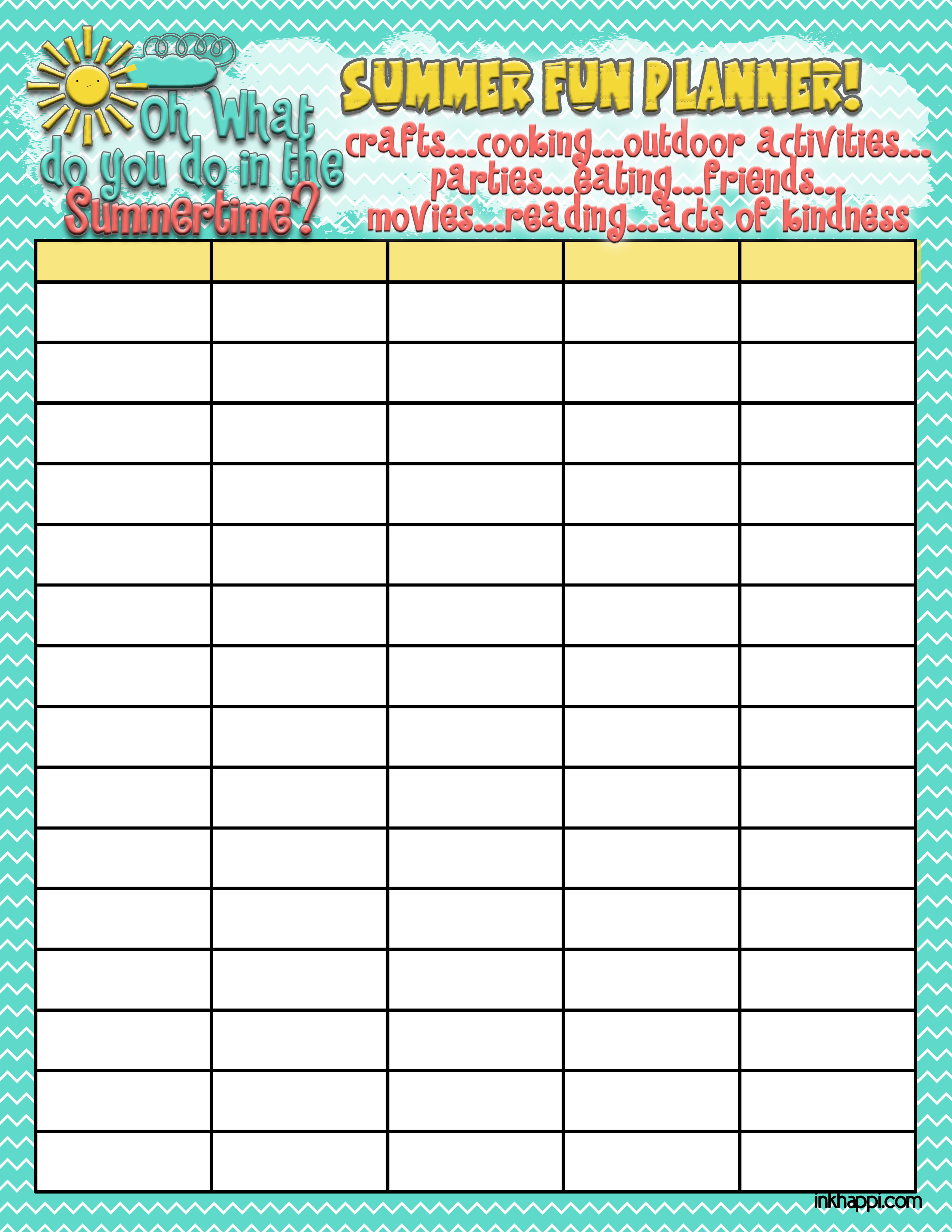 summer planning calendars bucket list and ideas inkhappi