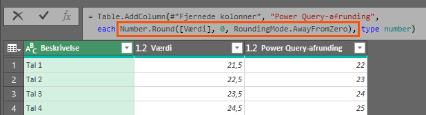 M-kode til afrunding som i Excel