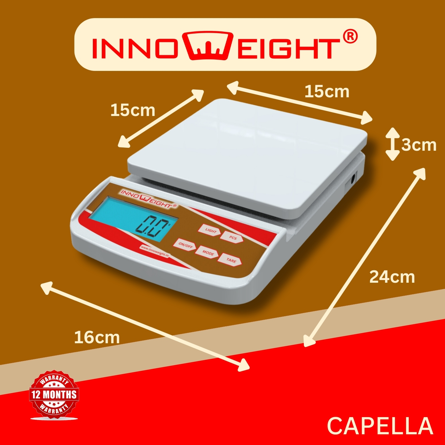 Innoweight Capella Portable Weighing Scale. Light Weight. Easy to Carry. 10KG Capacity