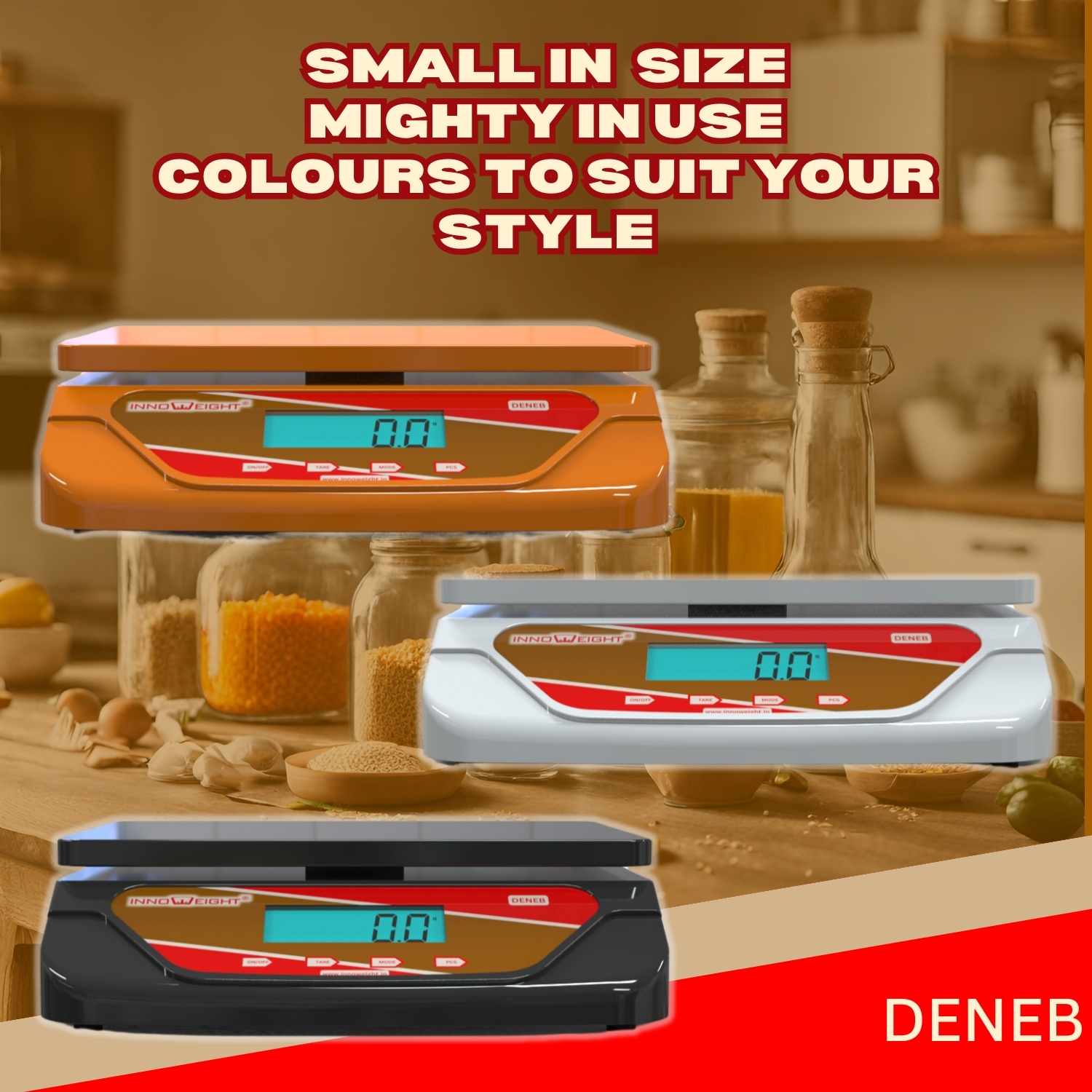 Innoweight® Deneb Weighing Scale. Table top. ABS Body. 10KG to 30KG. 2AA Battery operated