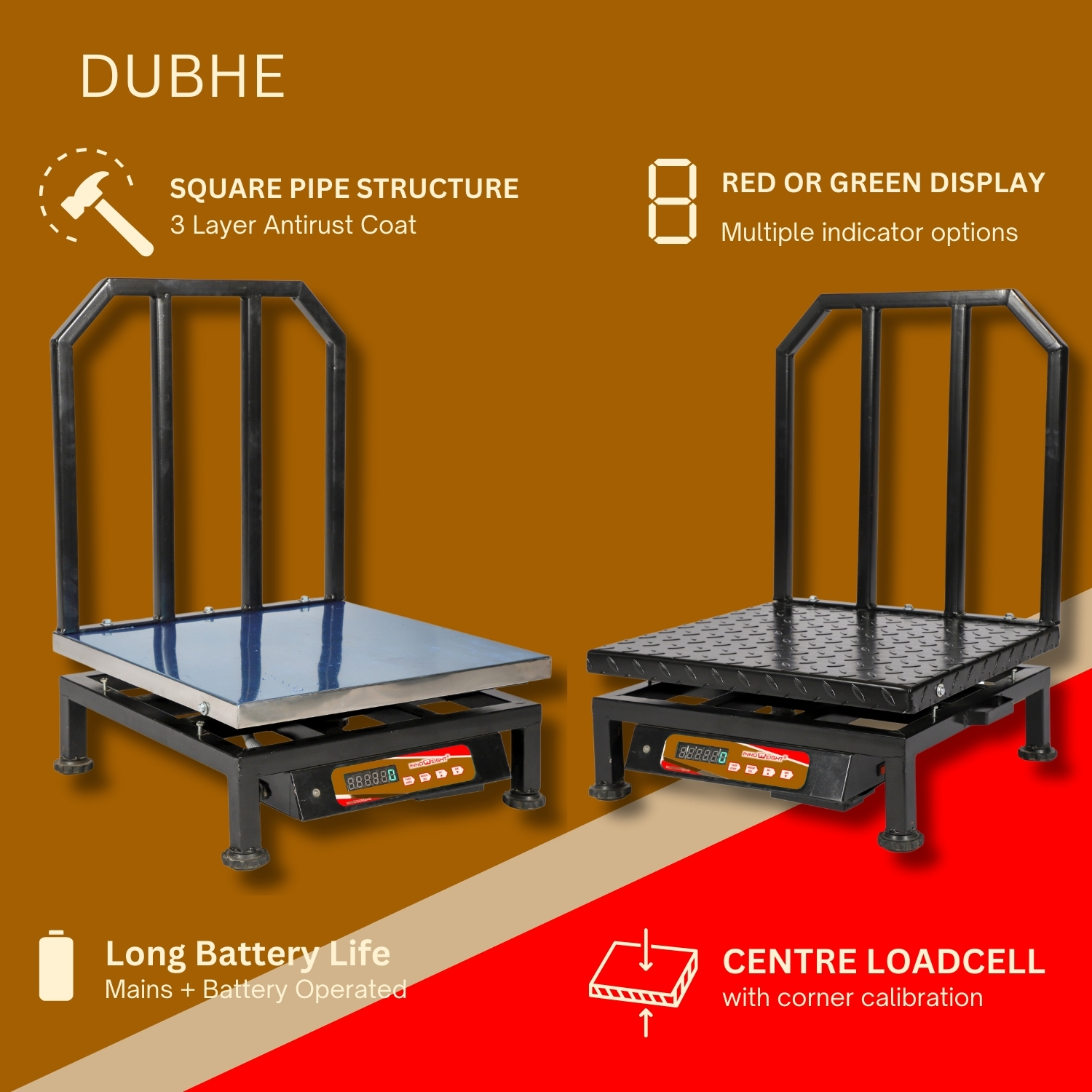 Innoweight® Dubhe 500mmX500mm Chikan Weight Scale. 100KG to 300KG. FRONT BACK DISPLAY OPTION