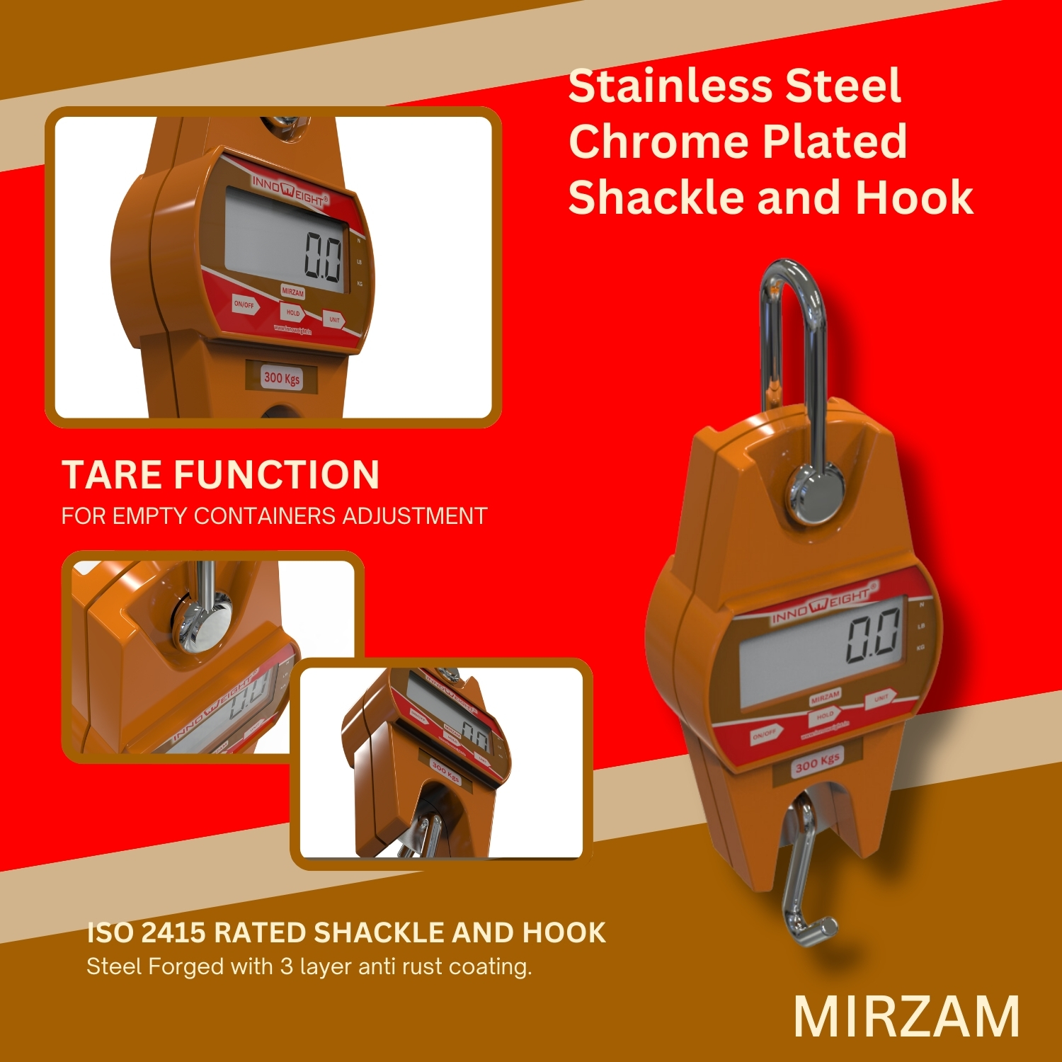 Innoweight® Mirzam Digital Hanging Scale. Abs Plastic Body. 30kg To 300kg. Mini Crane Scale