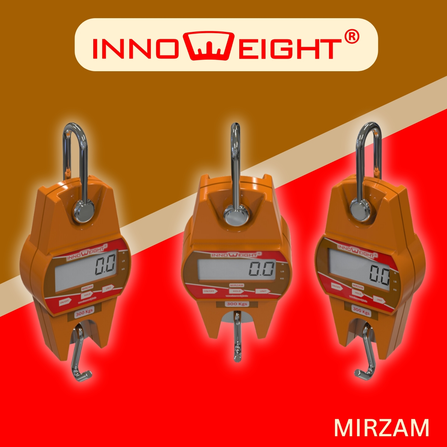 Innoweight® Mirzam Digital Hanging Scale. Abs Plastic Body. 30kg To 300kg. Mini Crane Scale