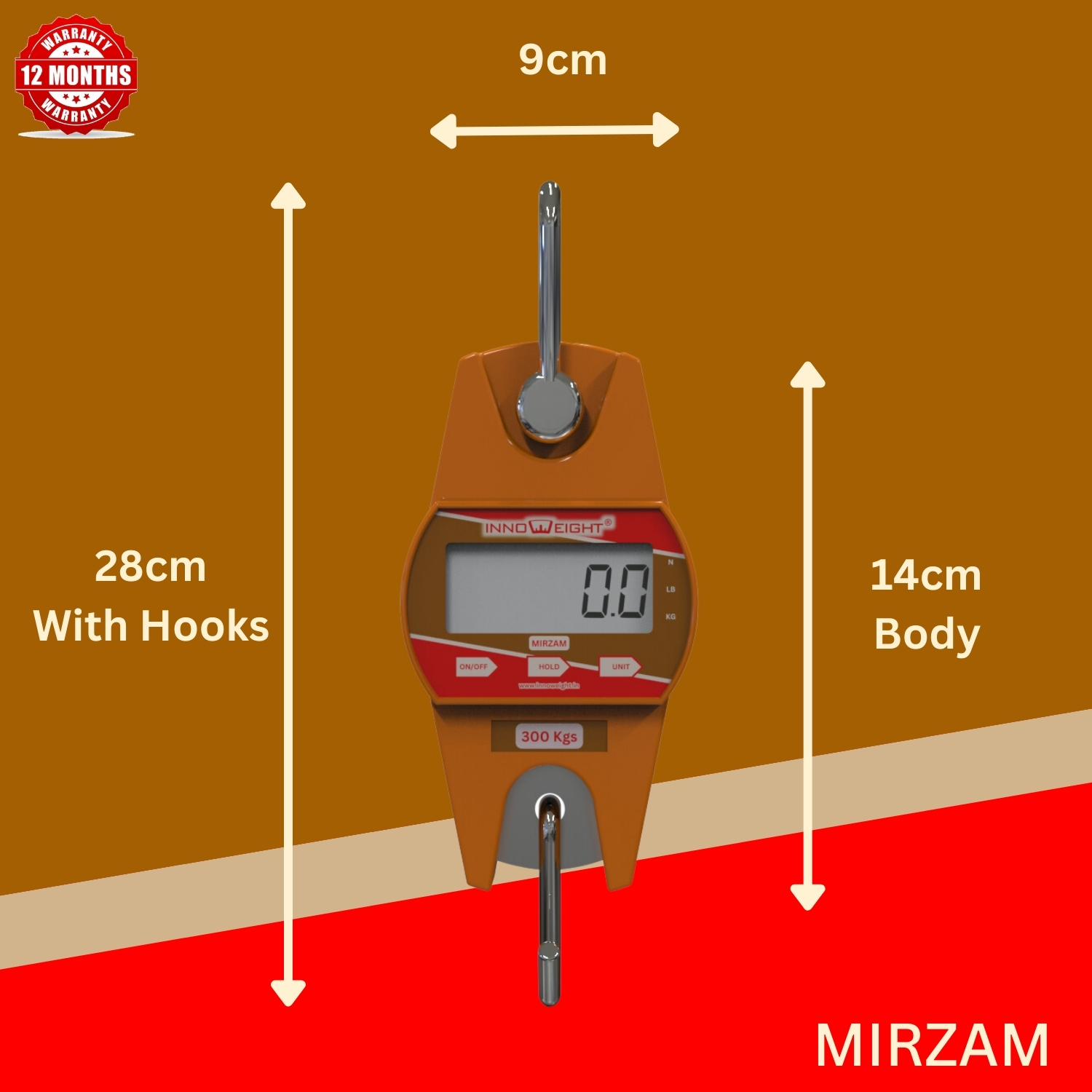 Innoweight® Mirzam Digital Hanging Scale. Abs Plastic Body. 30kg To 300kg. Mini Crane Scale