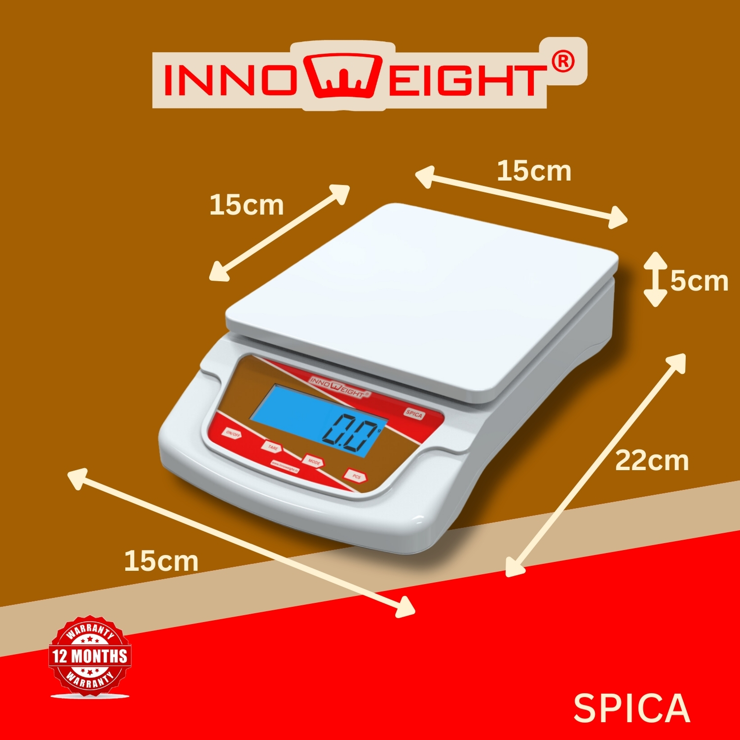 Innoweight® Spica Weighing Scale. ABS Body 10kg Weighing Scale for Multipurpose use. Assorted Colours