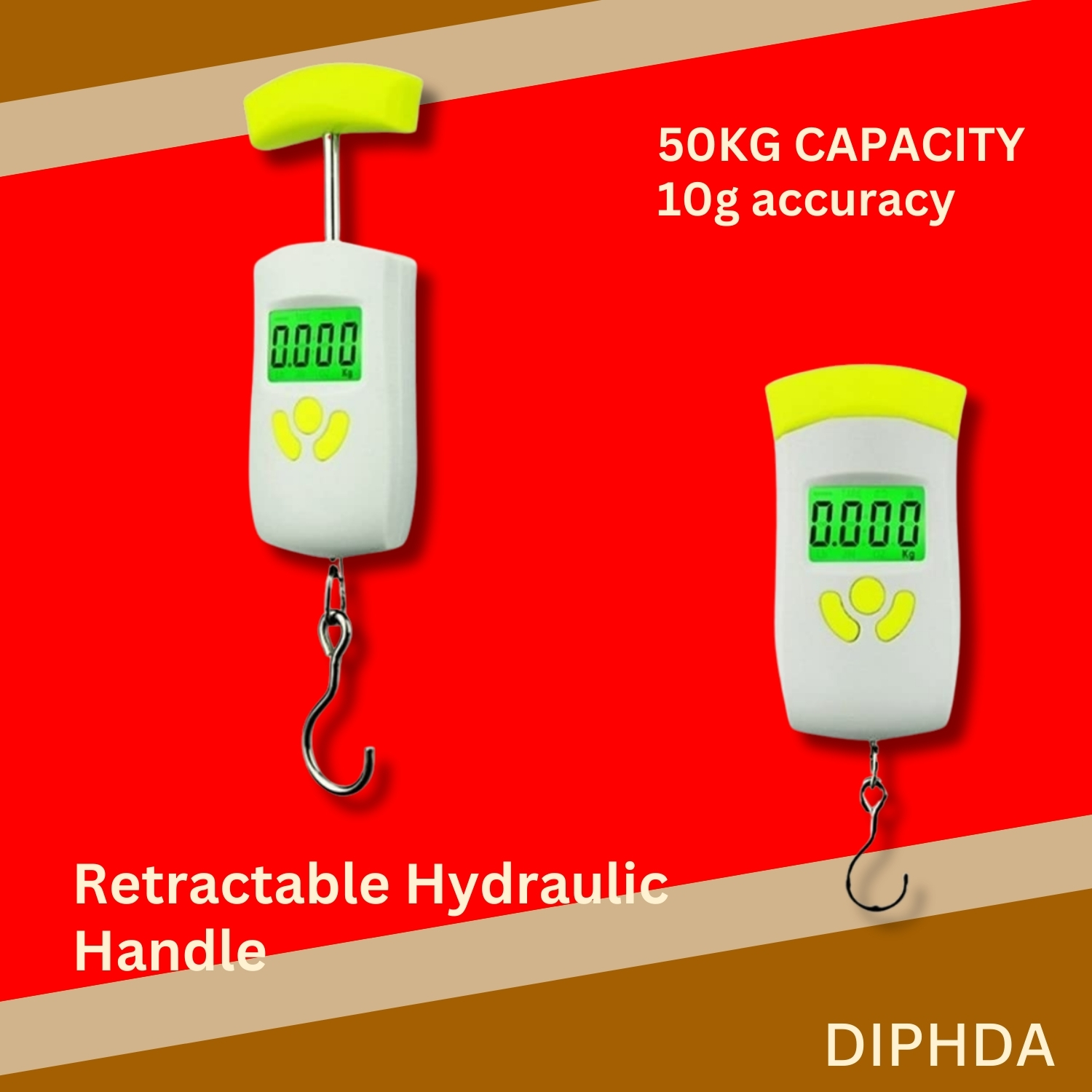 Innoweight Diphda Electronic Travel Luggage scale. Compact size, Retractable easy grip Handle, Stainless steel hook and sensor