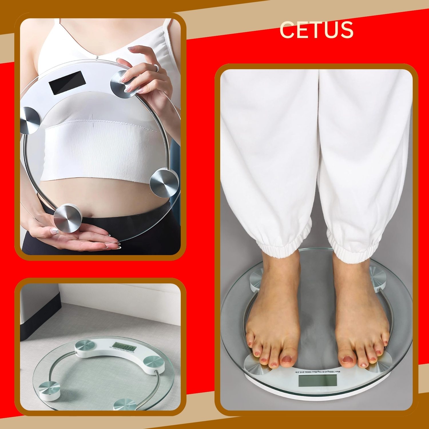 Innoweight Cetus Electronic Body Weighing Scale, Personal Bathroom Scale, 150kg Capacity, Round slim glass body