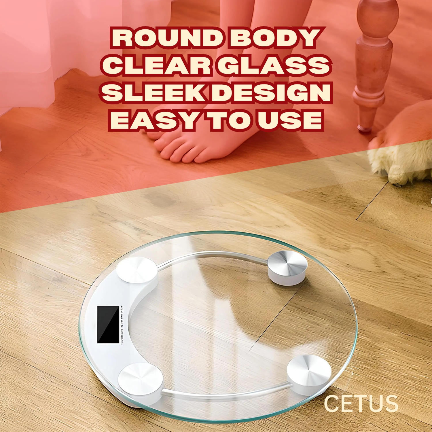 Innoweight Cetus Electronic Body Weighing Scale, Personal Bathroom Scale, 150kg Capacity, Round slim glass body