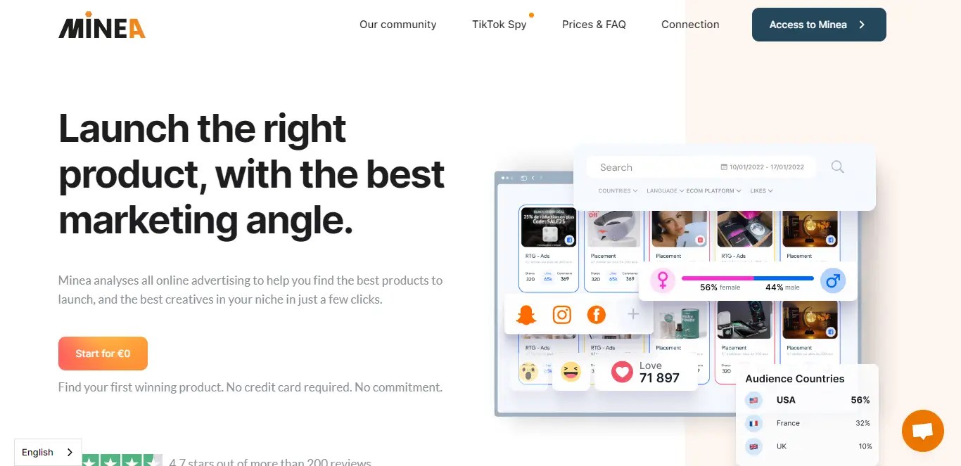 minea Best Free Facebook Ads Spy