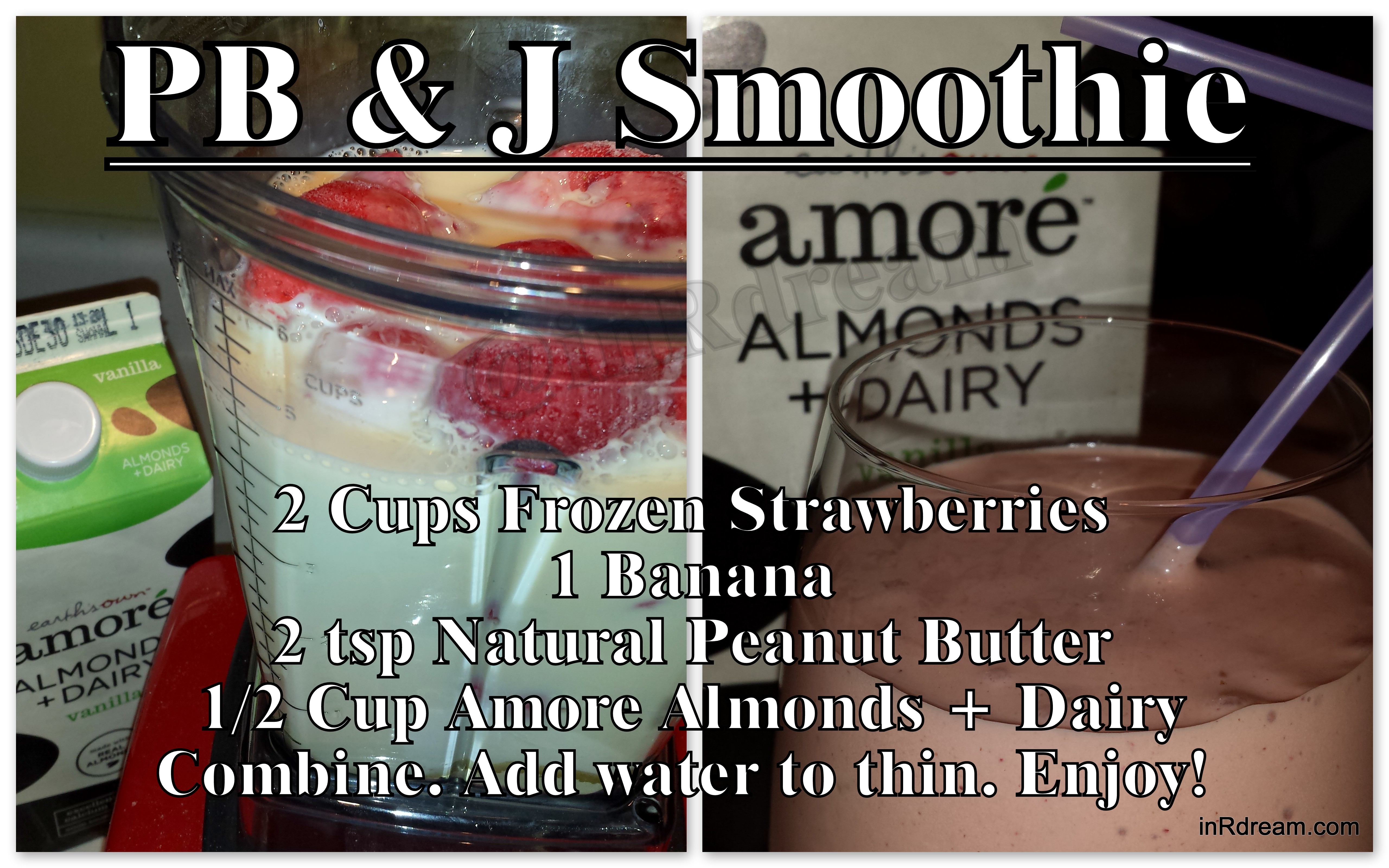 PB&J Smoothie made with Amoré Almonds + Dairy