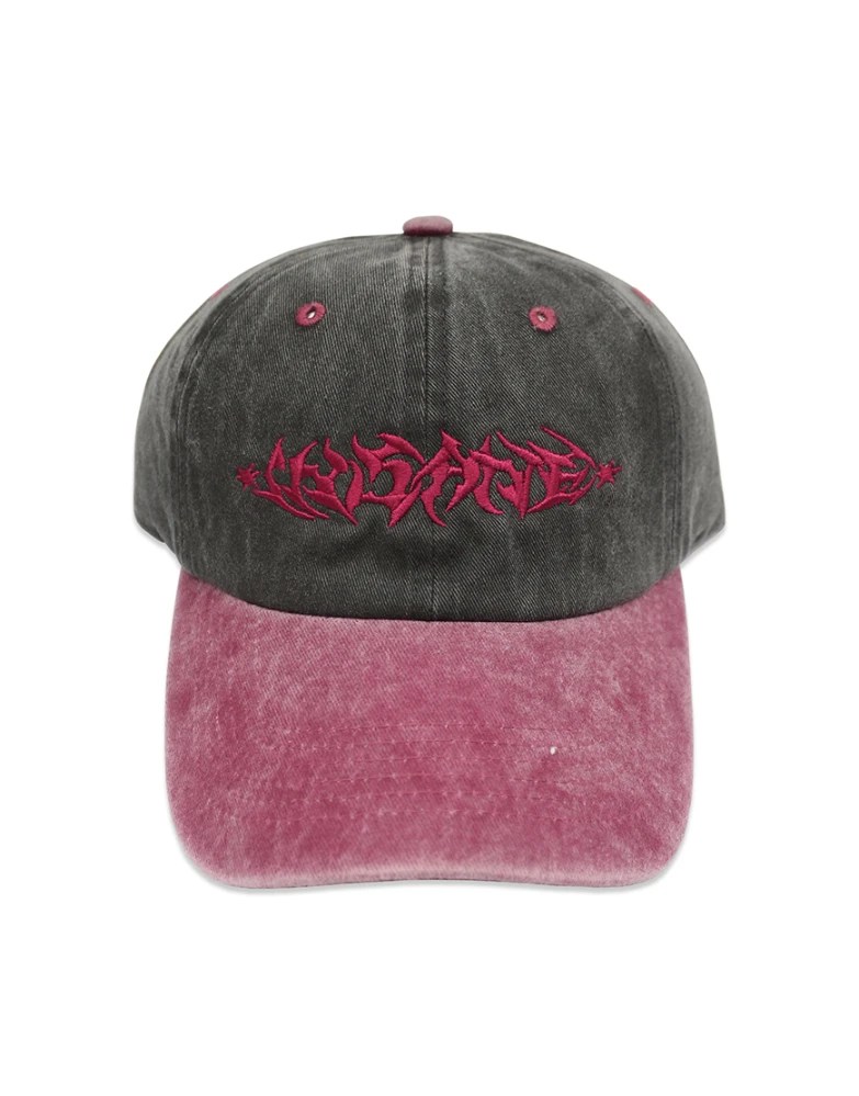 Gorra lettering acid wash gris/rosa