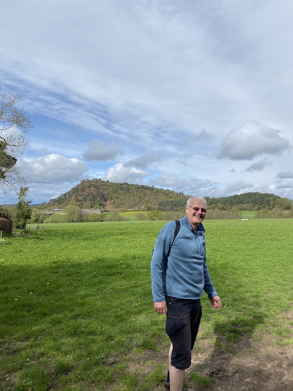 My dad walking the Sandstone Trail (Beeston Castle behind)