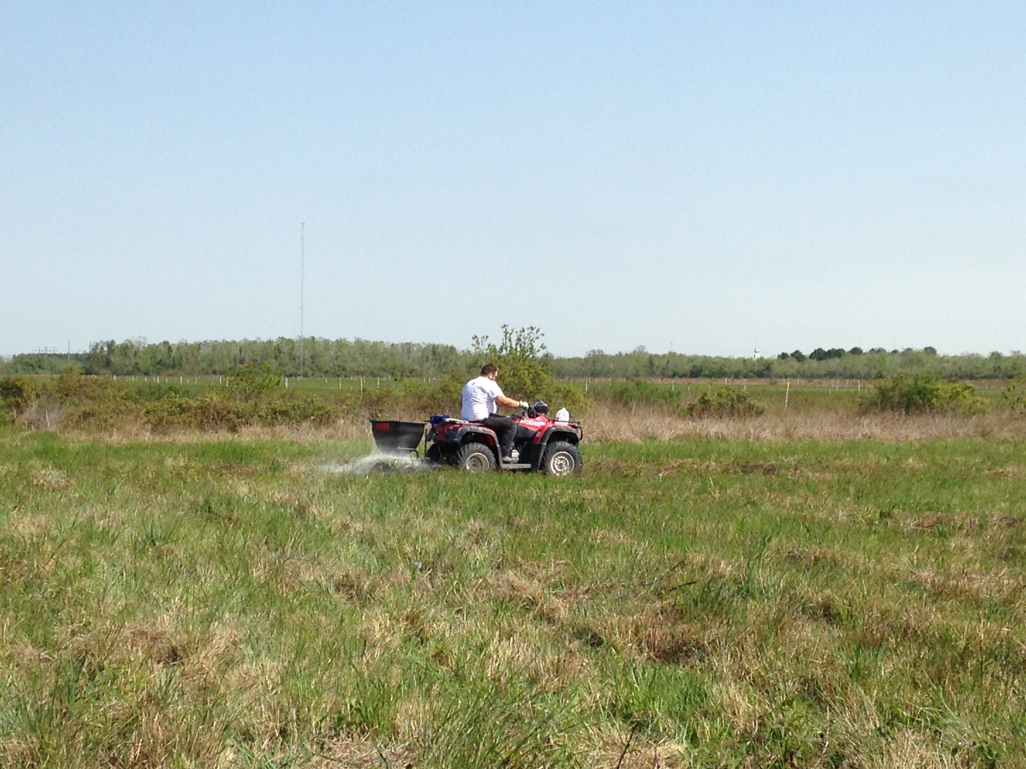 Jack, our awesome tech, spreading nitrogen and phosphorous fertilizer