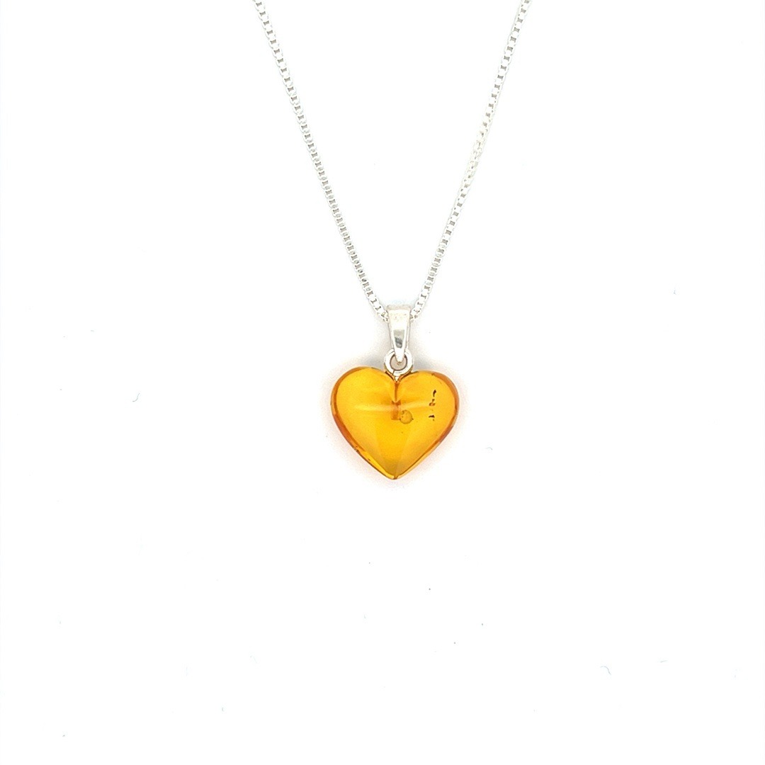 Herzkette, Bernstein Herz, Amber Heart, Bernsteinherz, Sterling Silber, 20mm - Slide 6369
