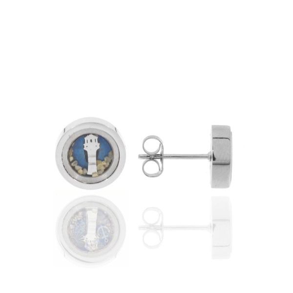 Leuchtturm Ohrstecker klein mit Sand blau - Slide 6787