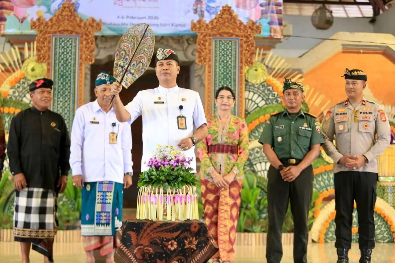 Pembukaan Bulan Bahasa Bali VIII 2026 di Balai Budaya Ida Dewa Agung Istri Kanya, Klungkung.